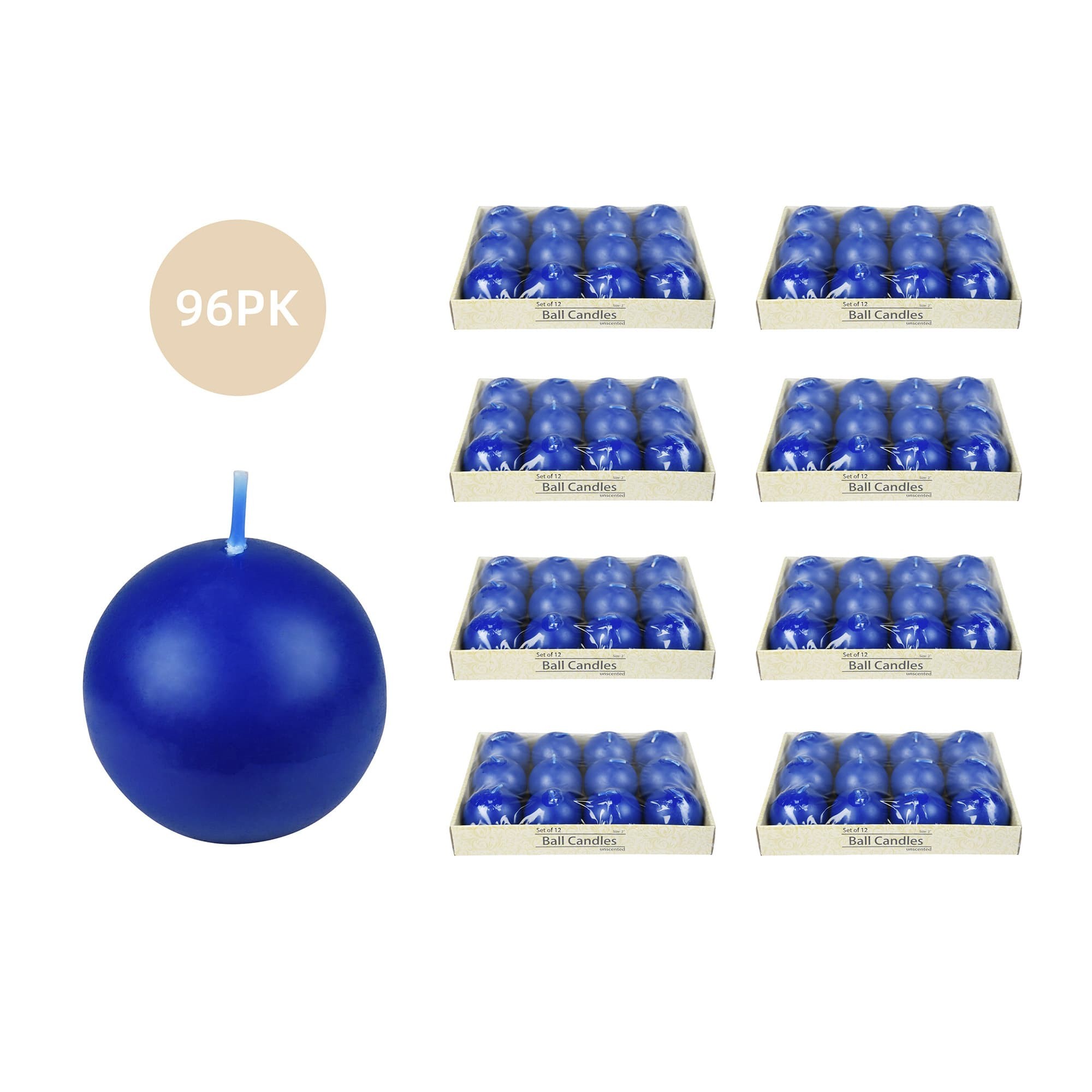 2 Inch Blue Ball Candles (96pcs/Case) Bulk