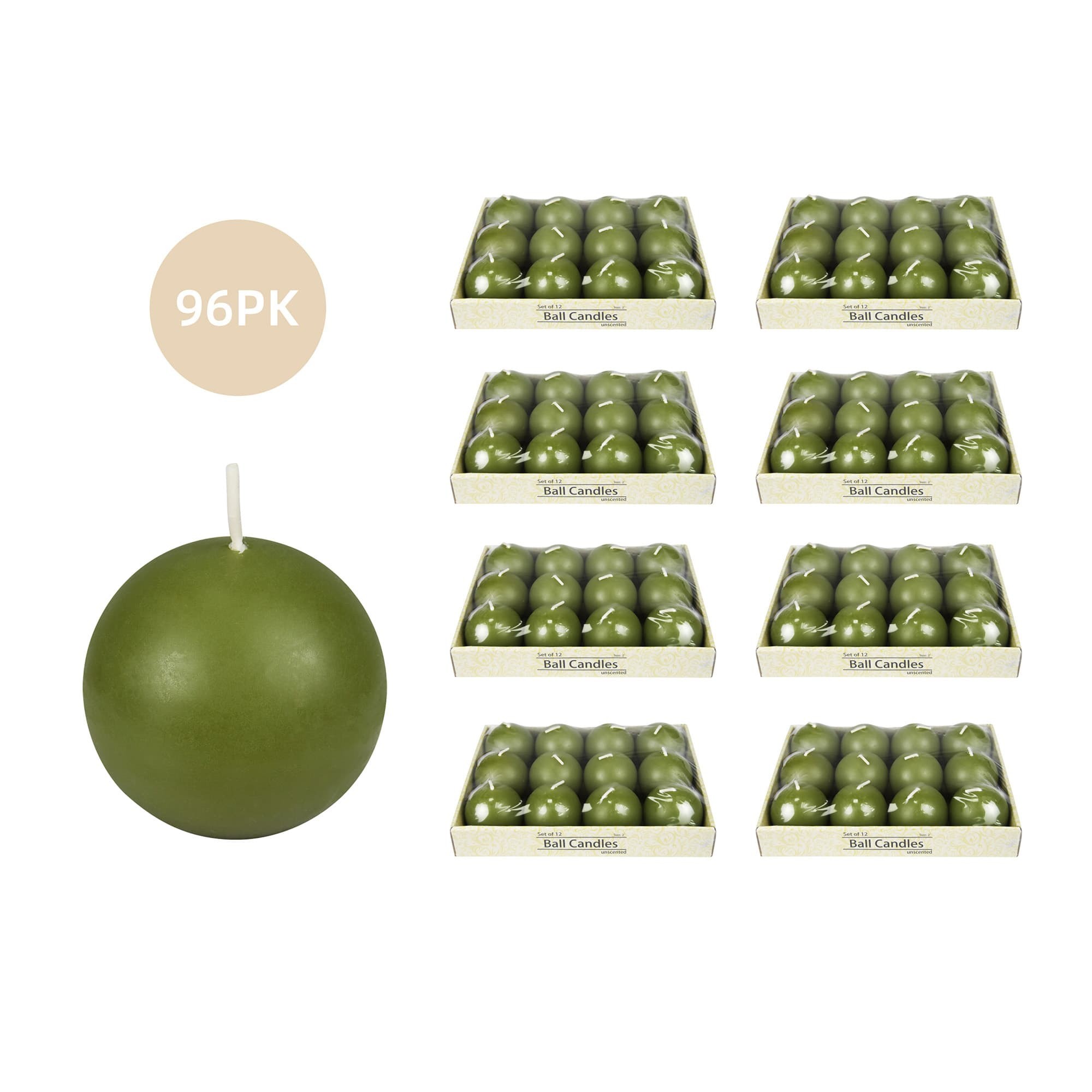 2 Inch Sage Green Ball Candles (96pcs/Case) Bulk 2 Inch Sage Green Ball Candles (96pcs/Case) Bulk