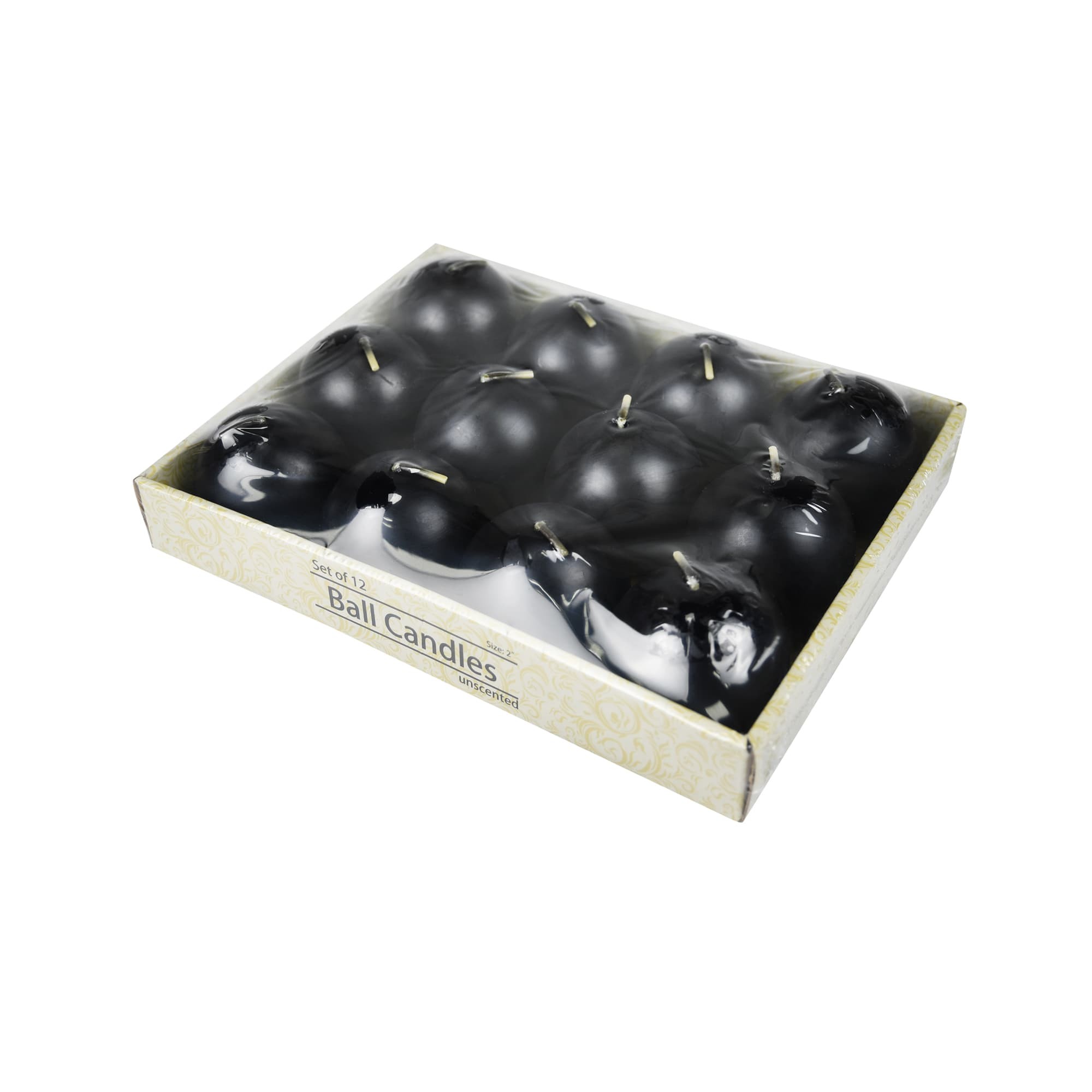 2 Inch Black Ball Candles (12pc/Box)