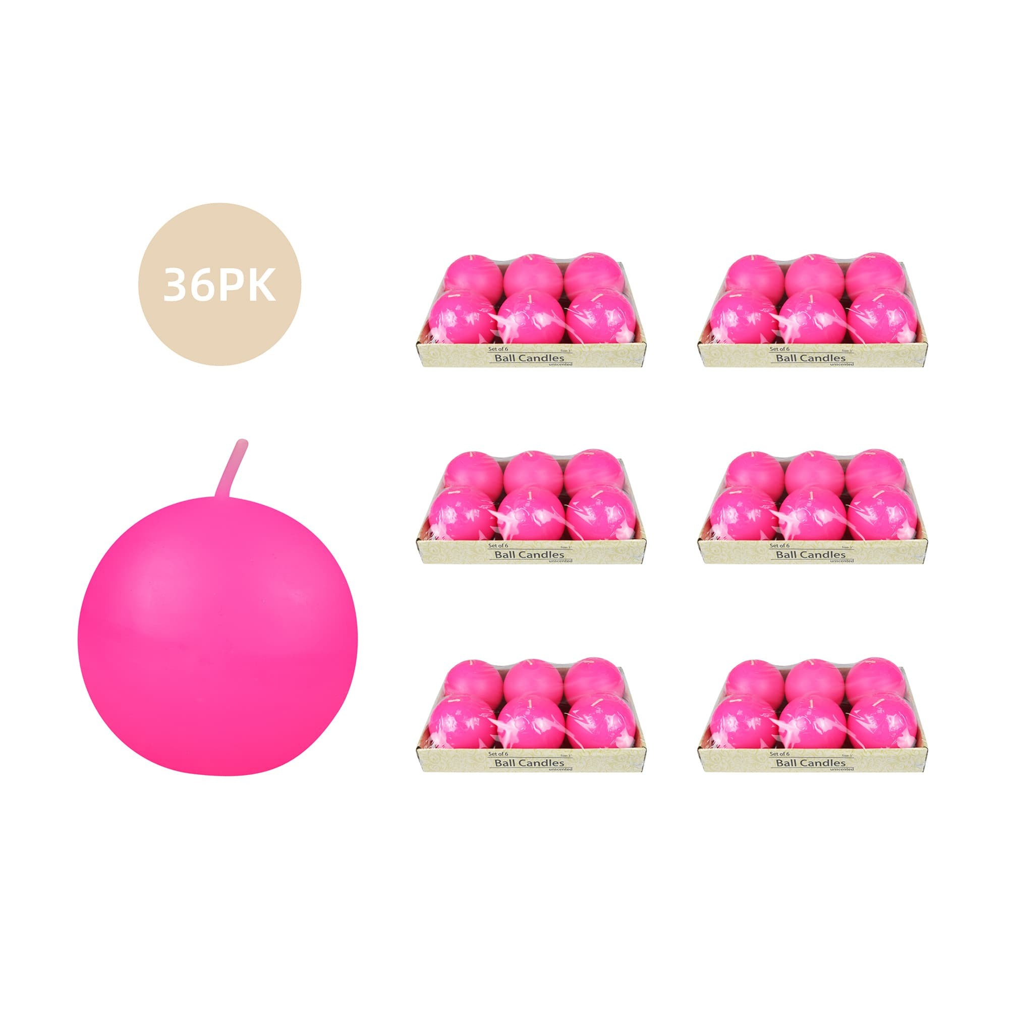 3 Inch Hot Pink Ball Candles (36pcs/Case) Bulk 3 Inch Hot Pink Ball Candles (36pcs/Case) Bulk
