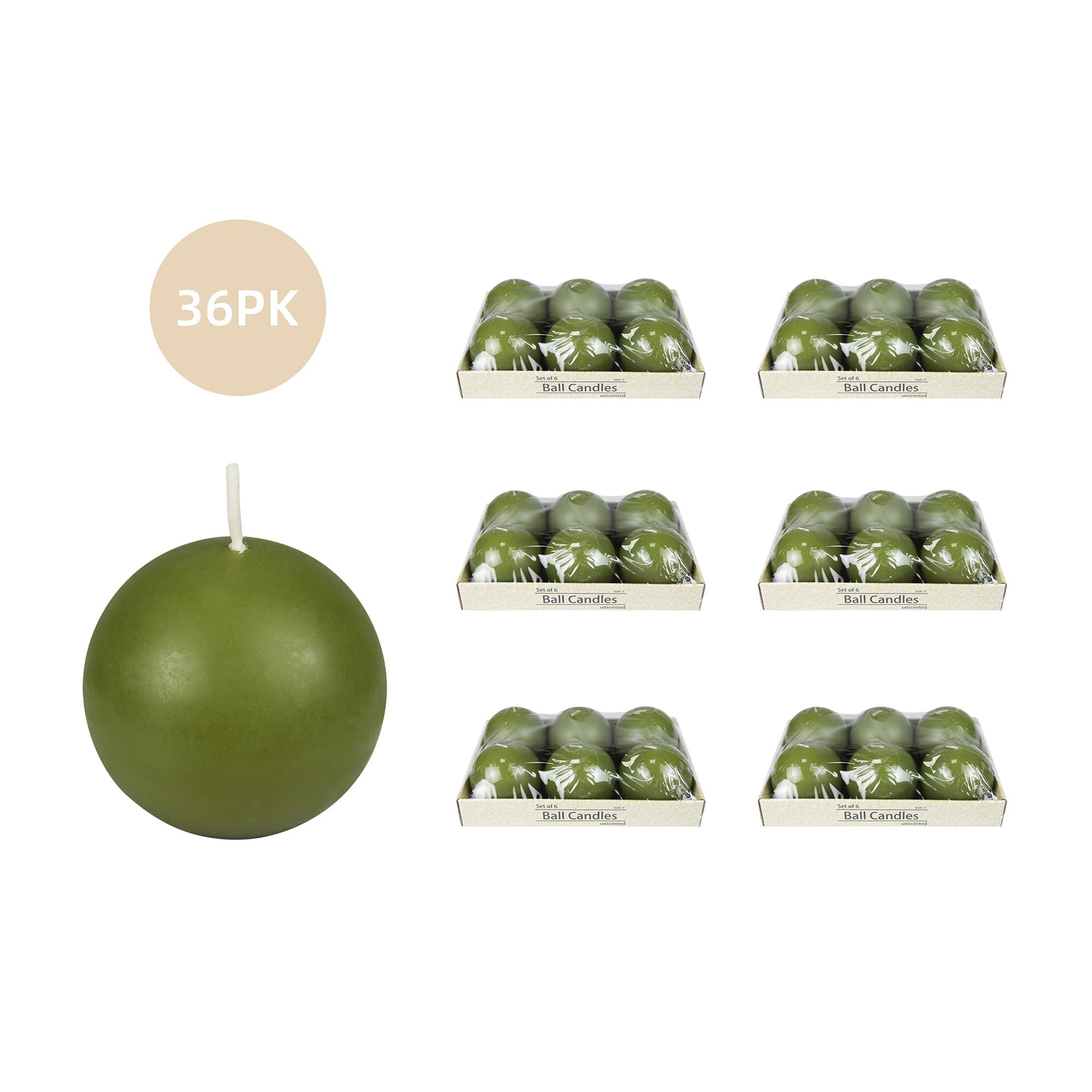 3 Inch Sage Green Ball Candles (36pcs/Case) Bulk 3 Inch Sage Green Ball Candles (36pcs/Case) Bulk