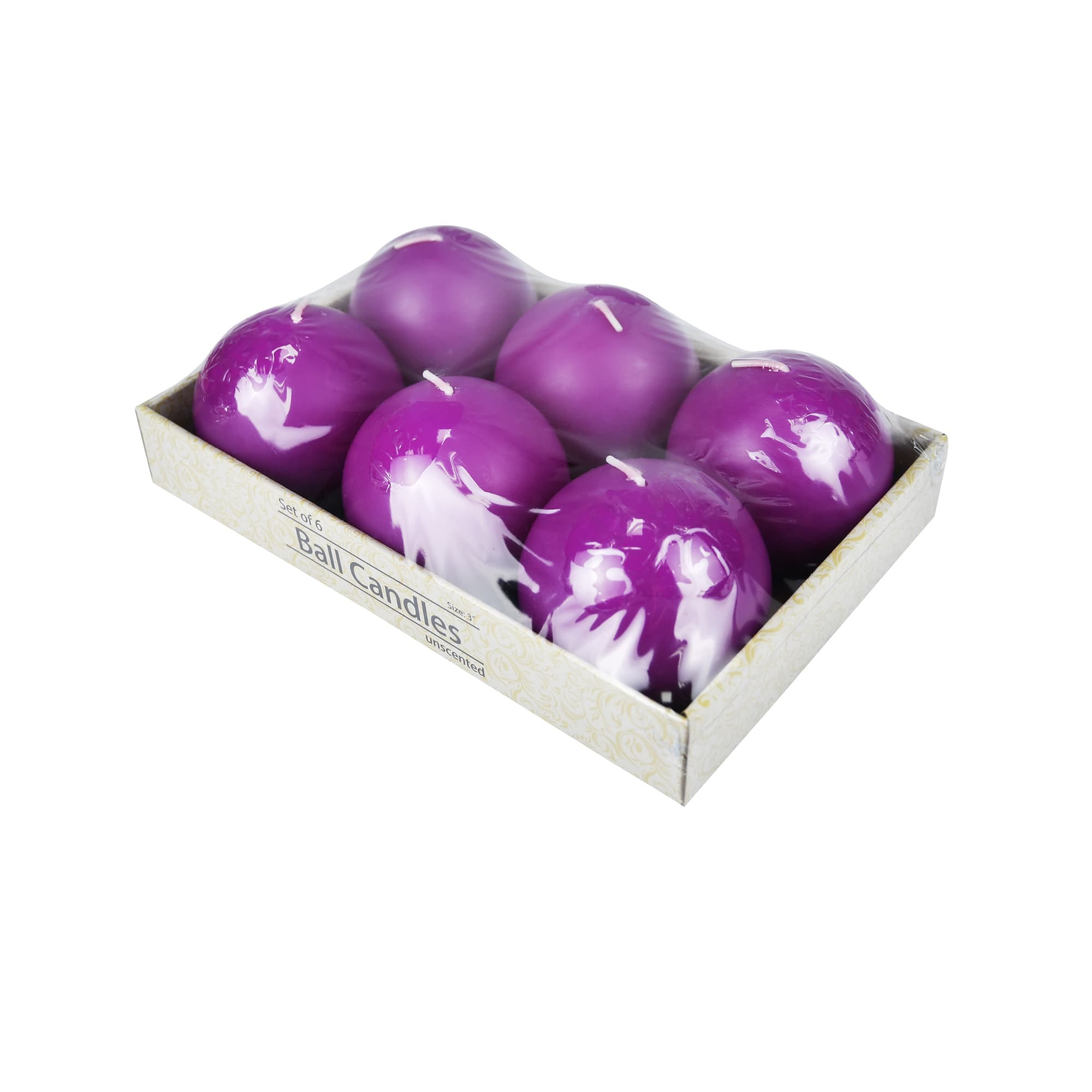 3 Inch Purple Ball Candles (6pc/Box)