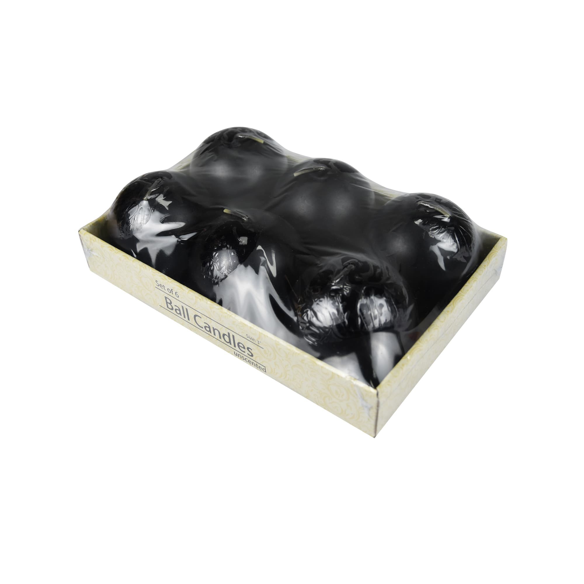 3 Inch Black Ball Candles (6pc/Box)