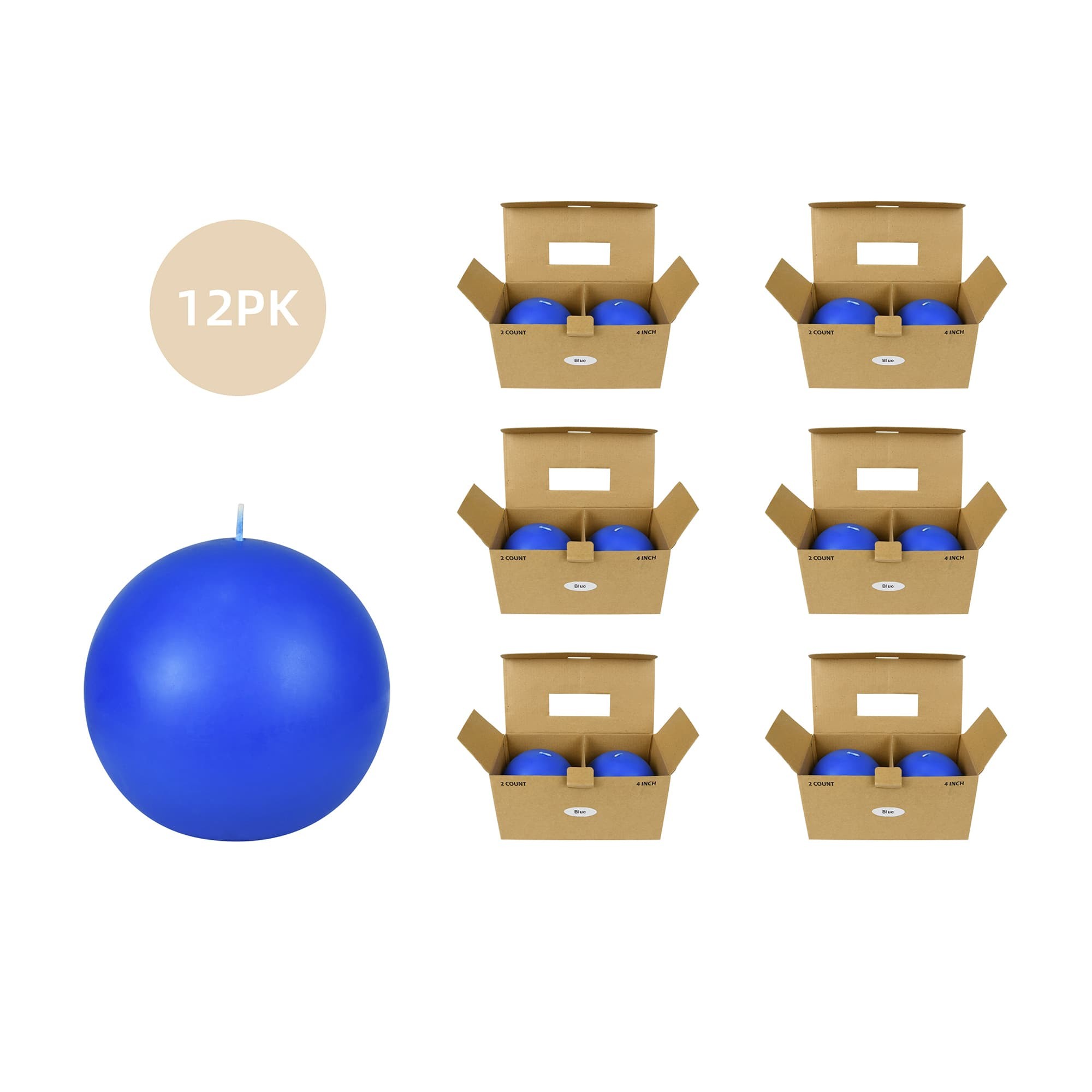 4 Inch Blue Ball Candles (12pcs/Case) Bulk