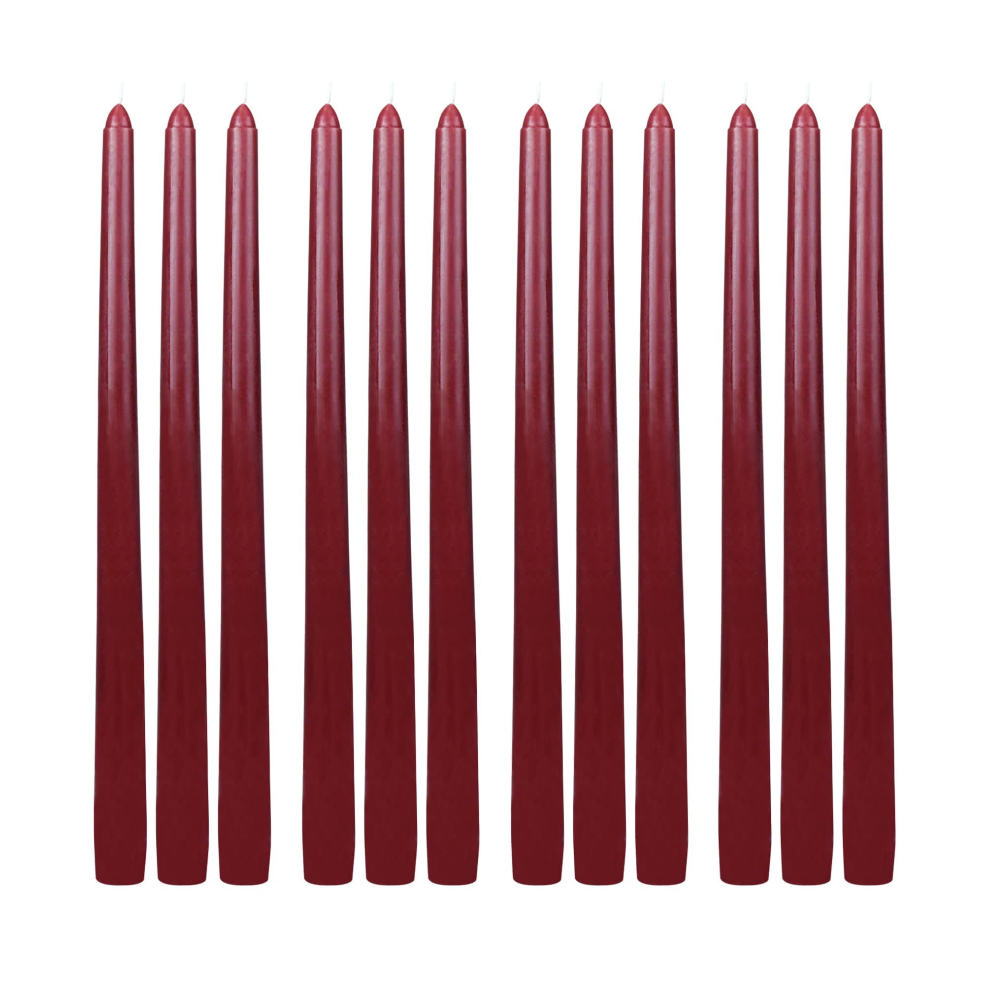 12 Inch Burgundy Taper Candles (144pcs/Case) Bulk
