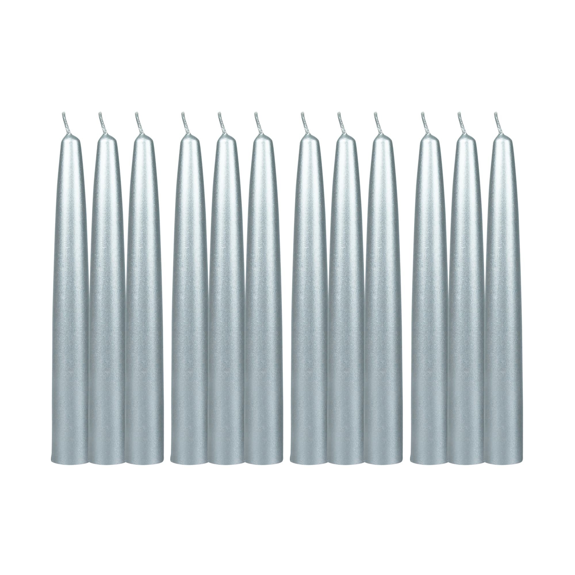 6 Inch Metallic Silver Taper Candles (144pcs/Case) Bulk