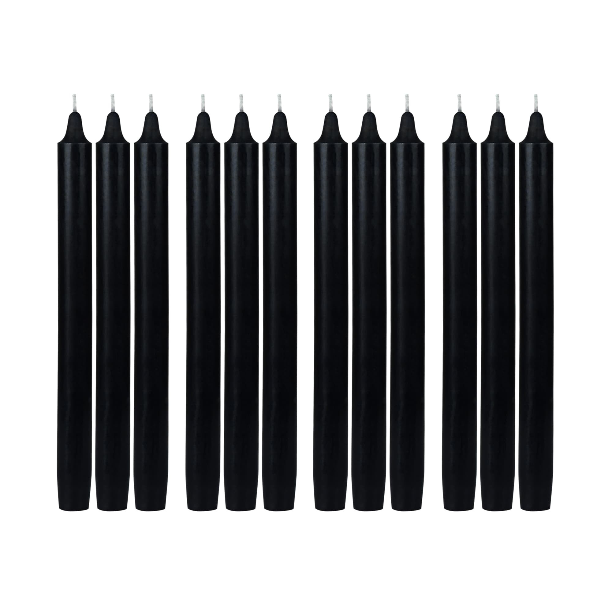 10 Inch Black Straight Taper Candles (144pcs/Case) Bulk