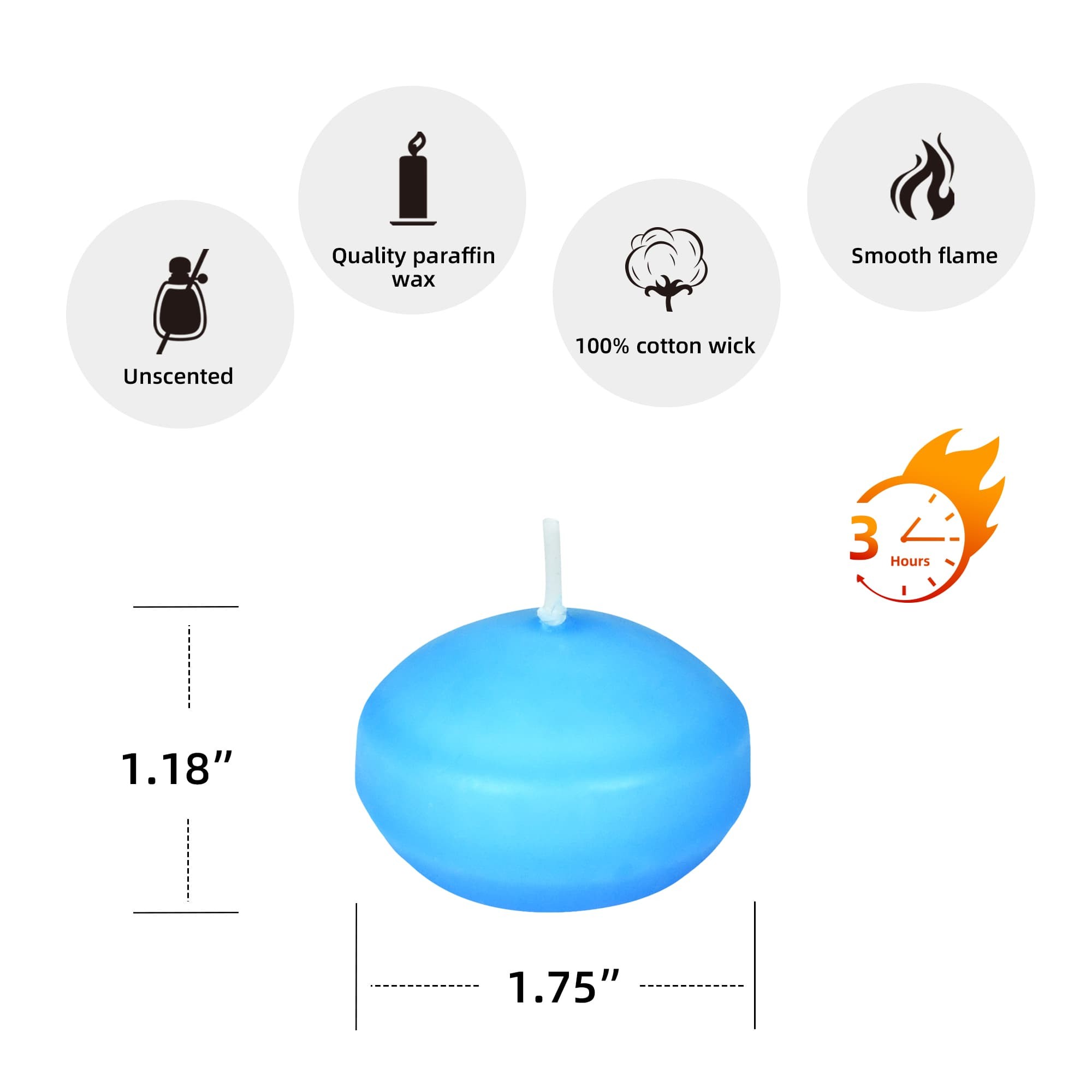 1 3/4 Inch Light Blue Floating Candles (144pcs/Case) Bulk