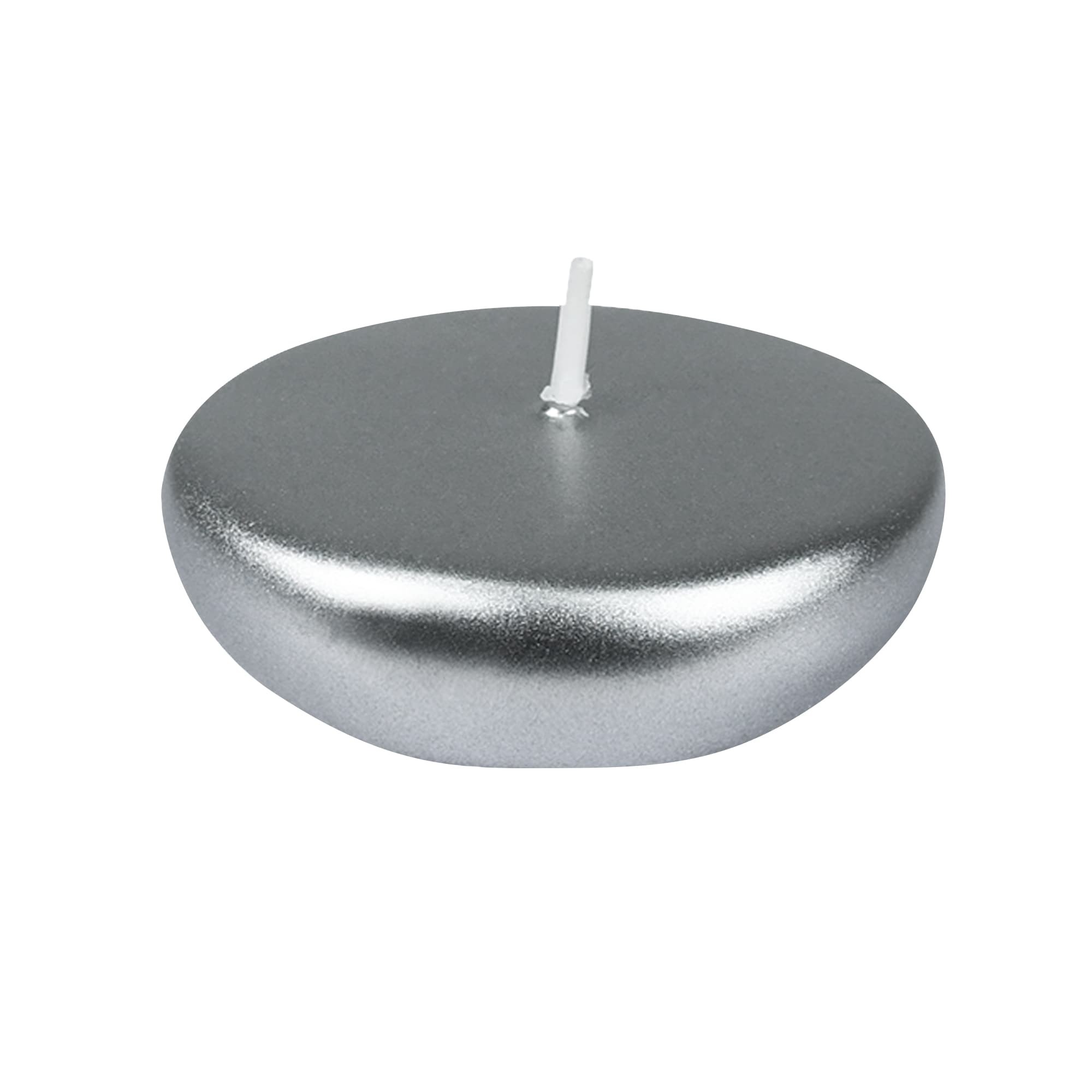 2 1/4 Inch Metallic Silver Floating Candles (24pc/Box)