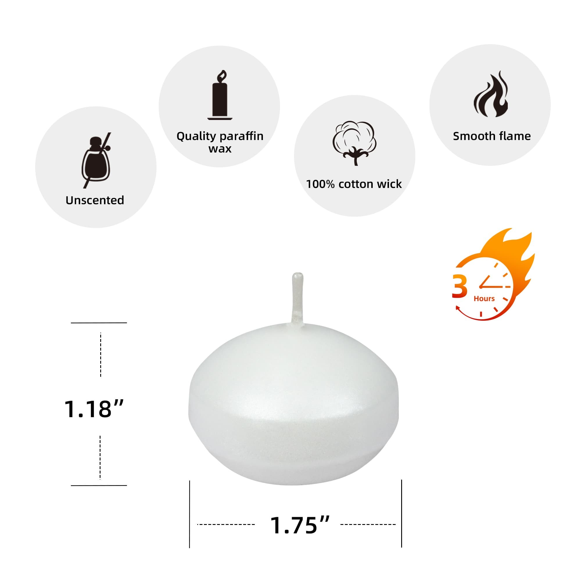 1 3/4 Inch Pearl White Floating Candles (144pcs/Case) Bulk