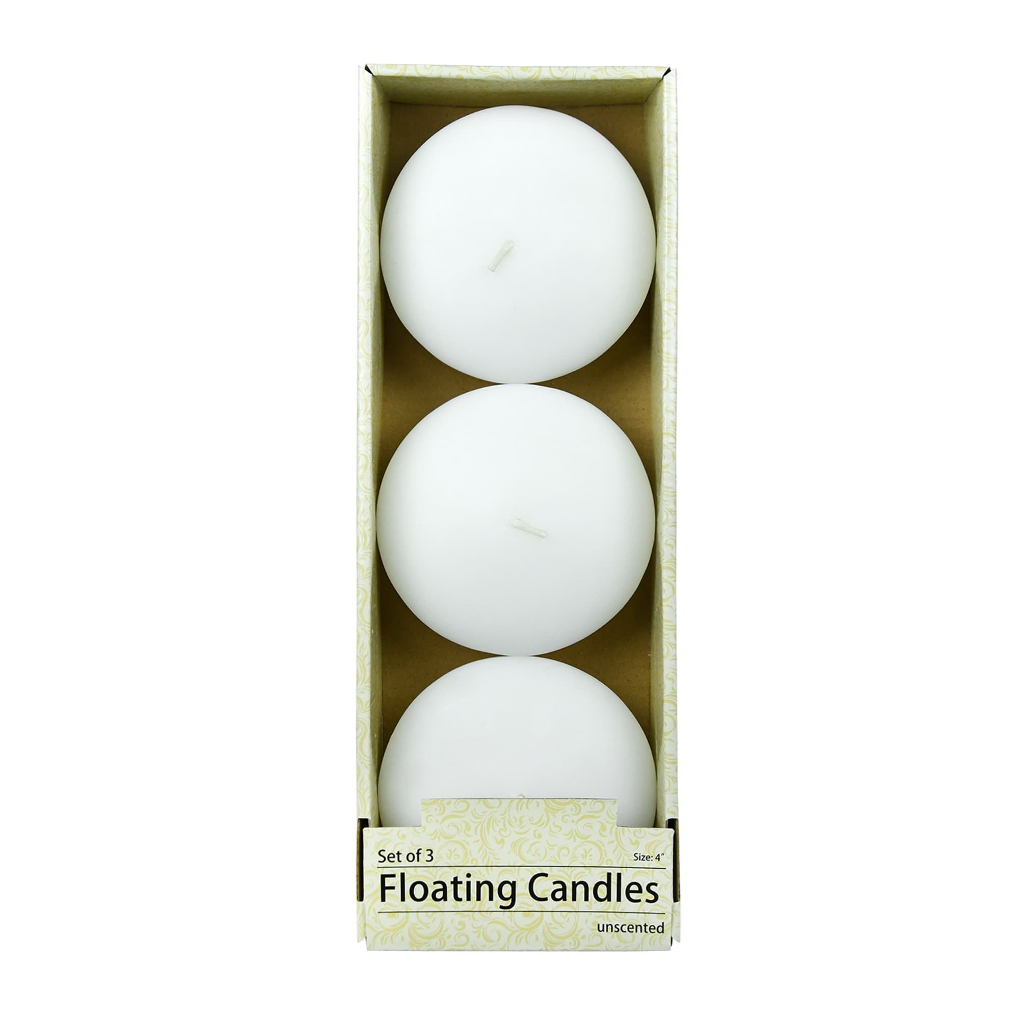 4 Inch White Floating Candles (24pcs/Case) Bulk