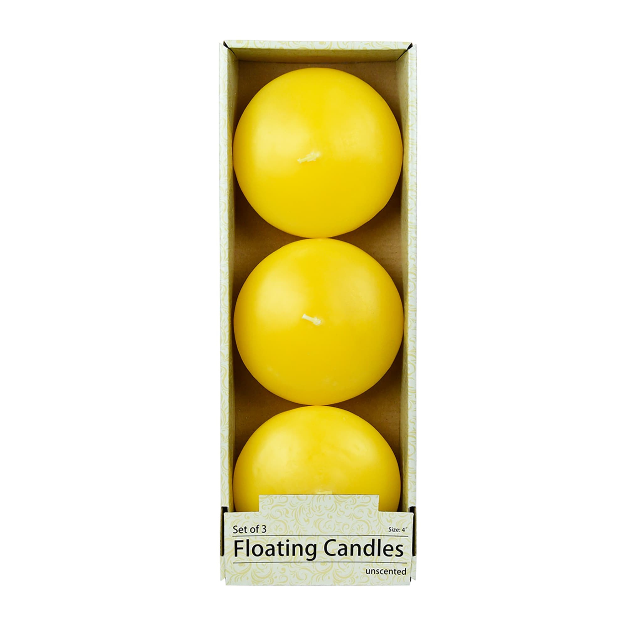 4 Inch Yellow Floating Candles (3pc/Box)