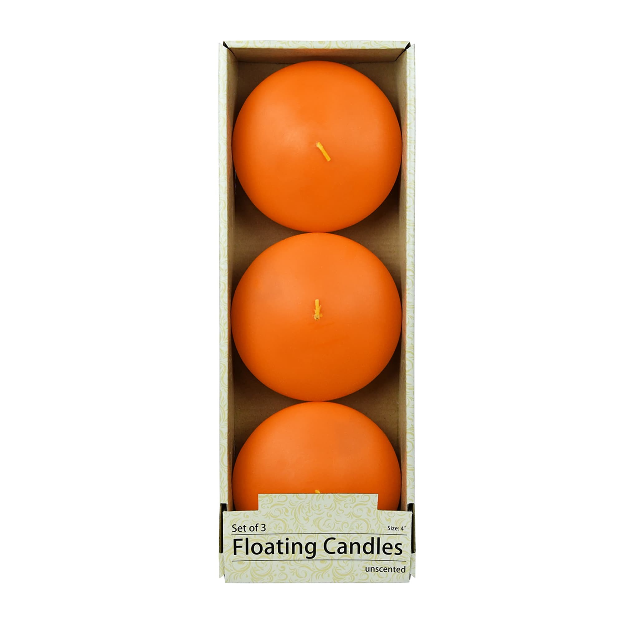 4 Inch Orange Floating Candles (24pcs/Case) Bulk