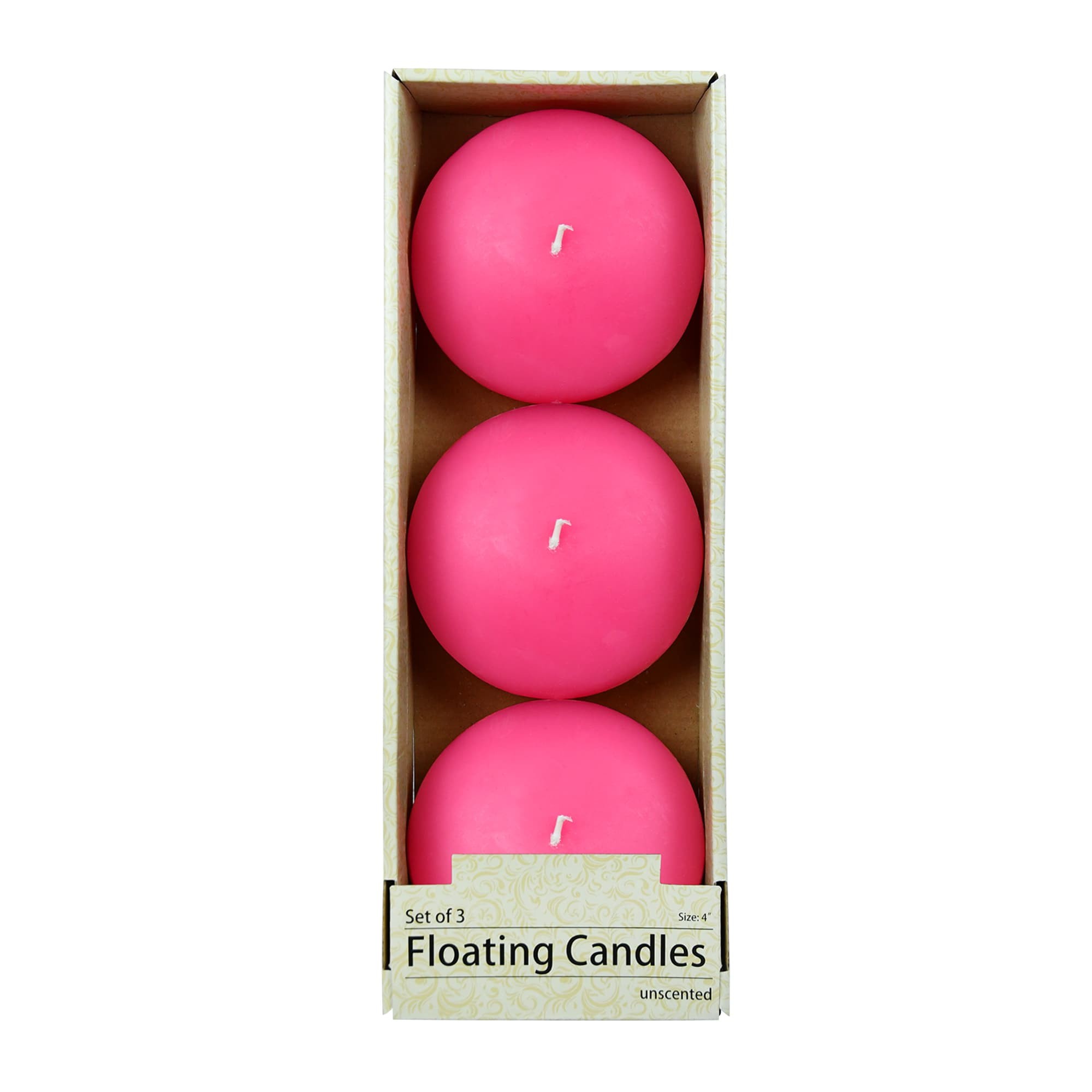 4 Inch Hot Pink Floating Candles (3pc/Box)