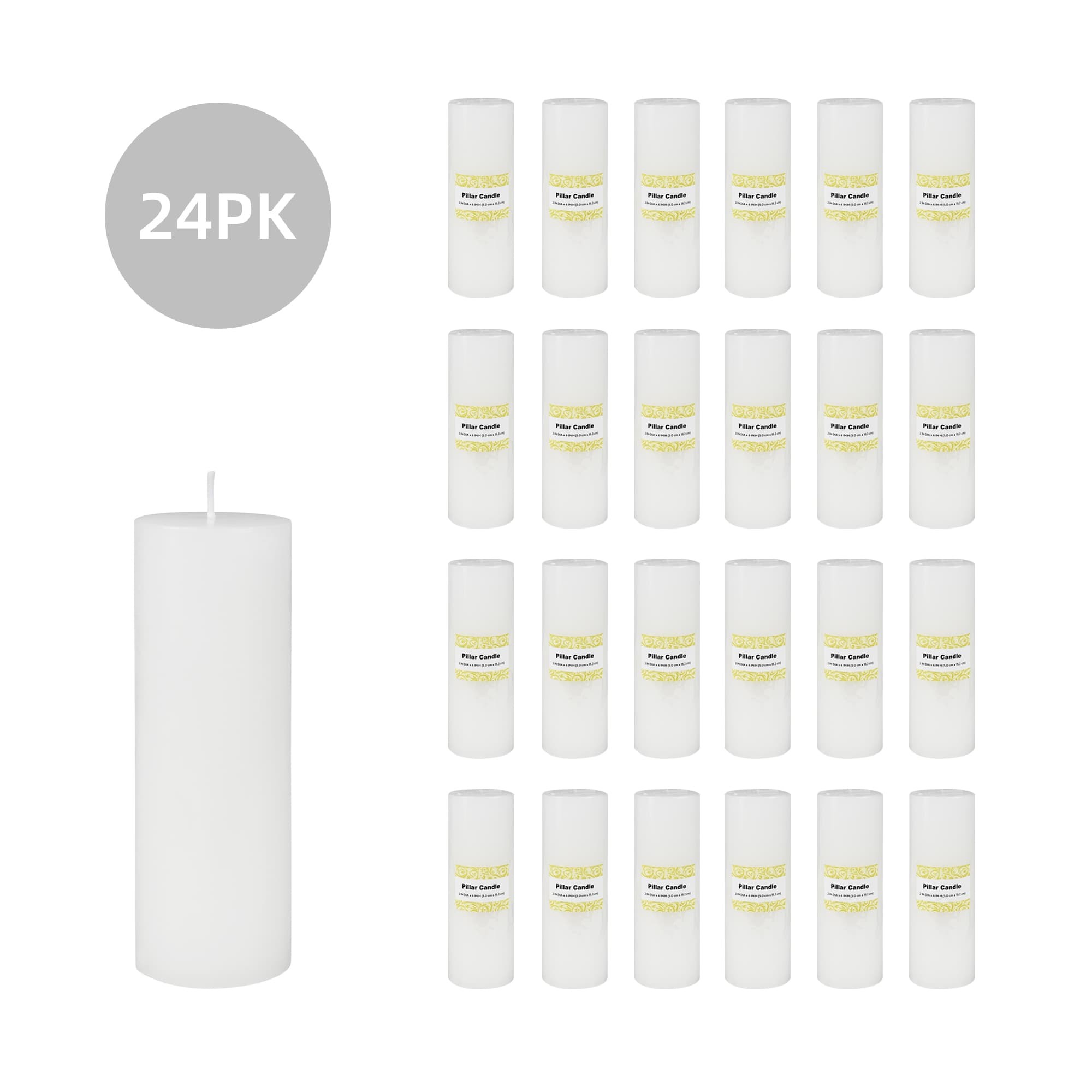 2 x 6 Inch White Citronella Pillar  Candle (24pcs/Case) Bulk