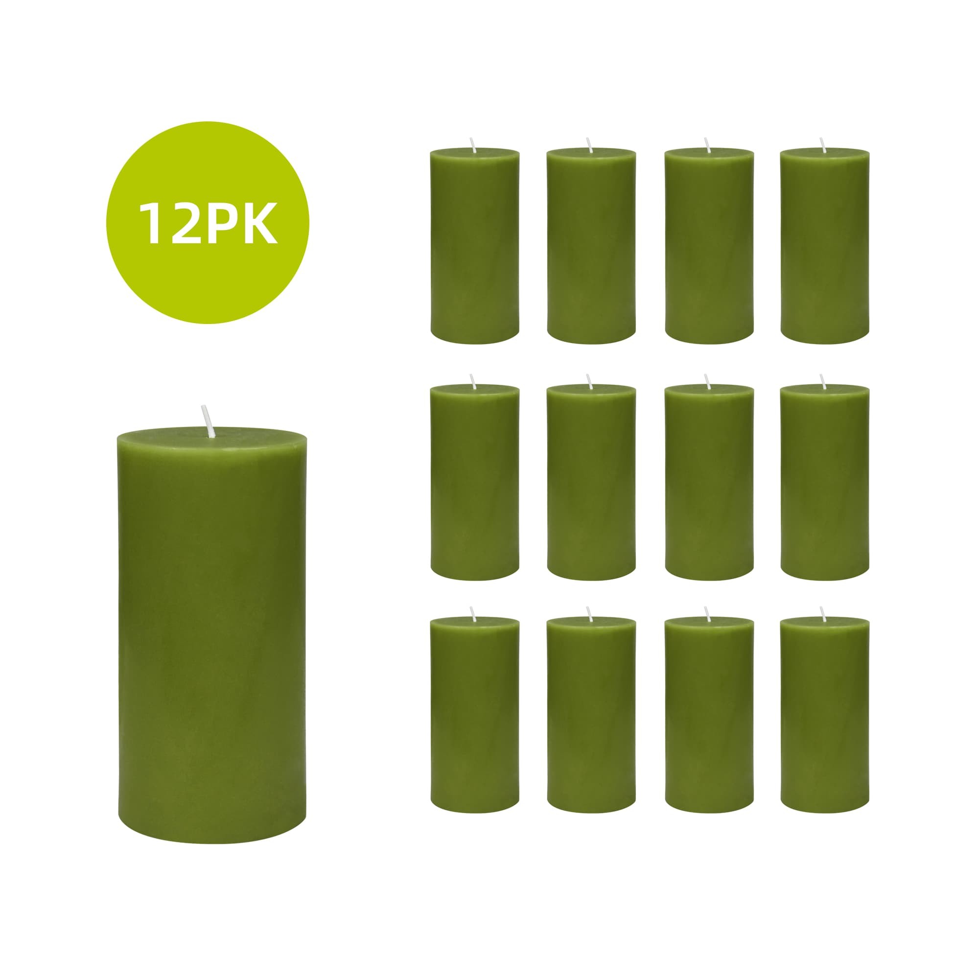 3 x 6 Inch Sage Green Pillar Candles(12pcs/Case) Bulk