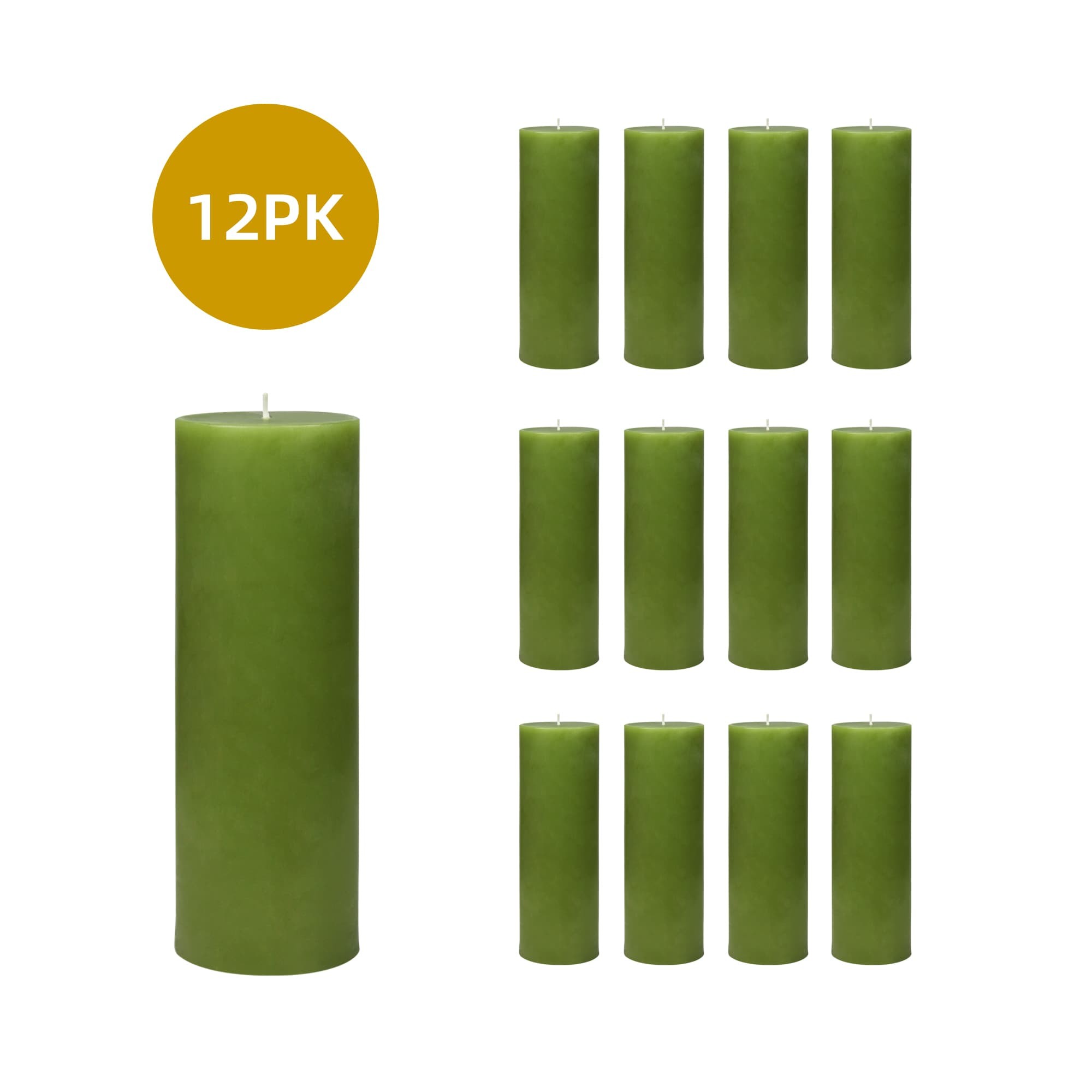 3 x 9 Inch Sage Green Pillar Candles (12pcs/Case) Bulk 3 x 9 Inch Sage Green Pillar Candles (12pcs/Case) Bulk