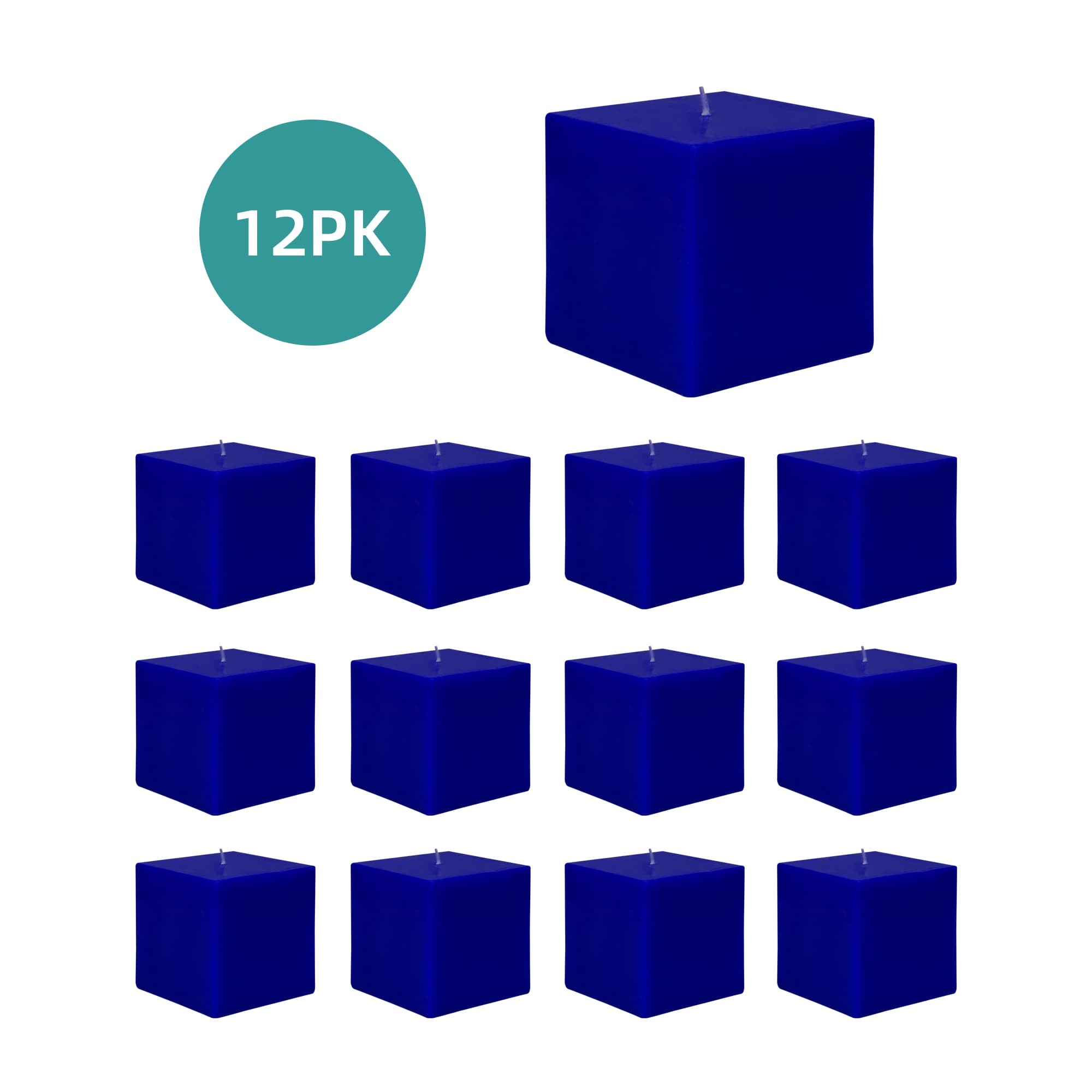 3 x 3 Inch Blue Square Pillar Candles (12pcs/Case) Bulk