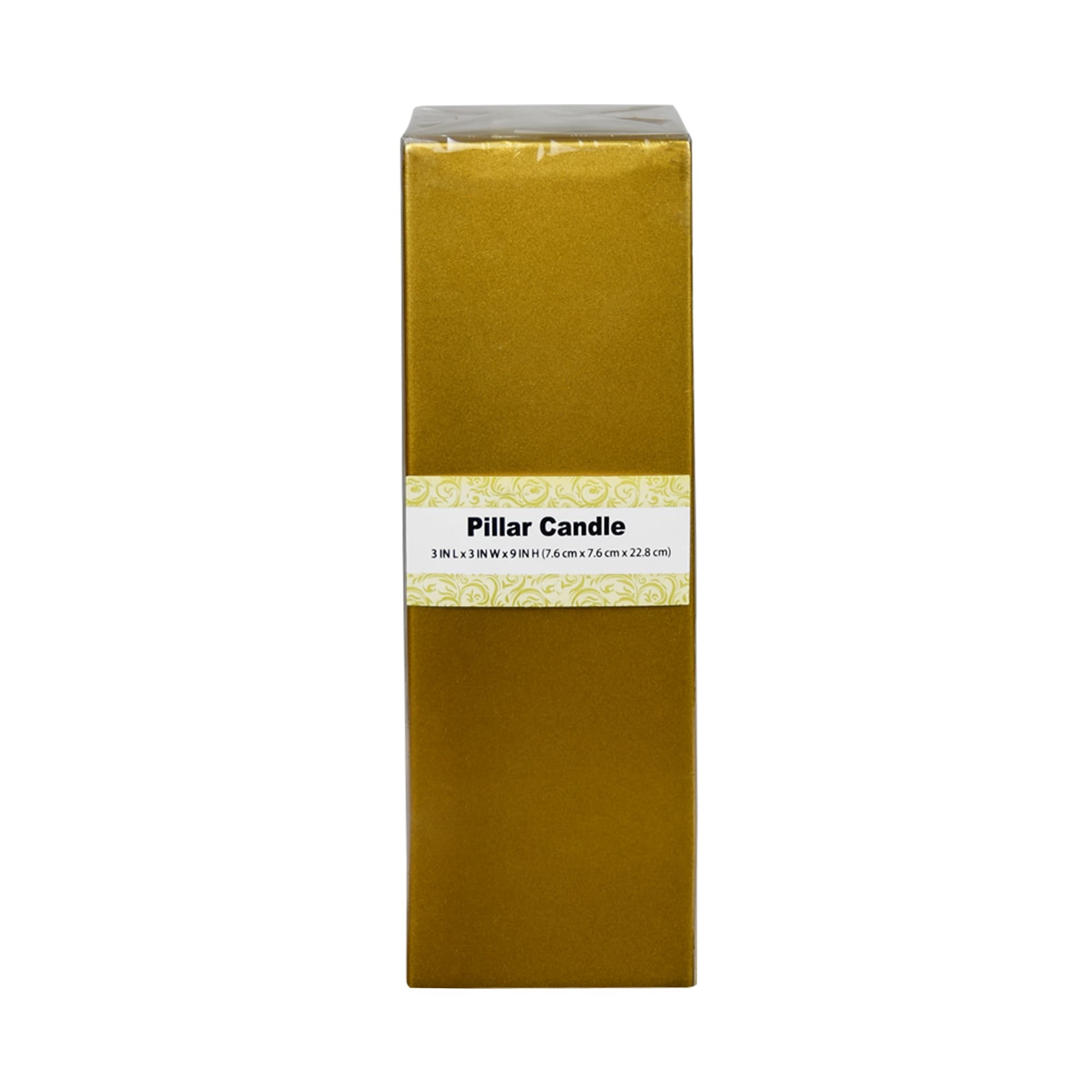 3 x 9 Inch Metallic Bronze Gold Square Pillar Candle