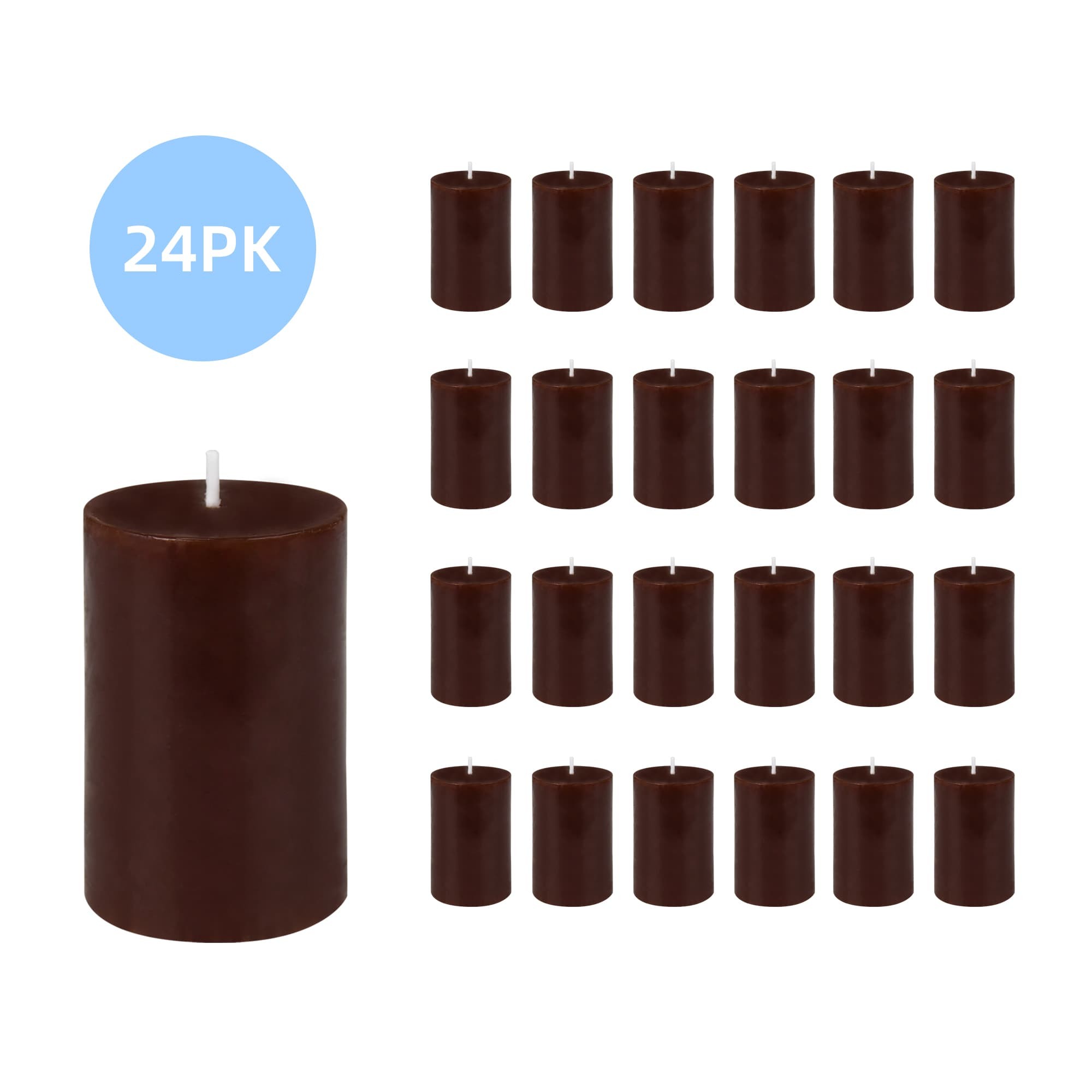 2 x 3 Inch Brown Pillar Candle (24pcs/Case) Bulk