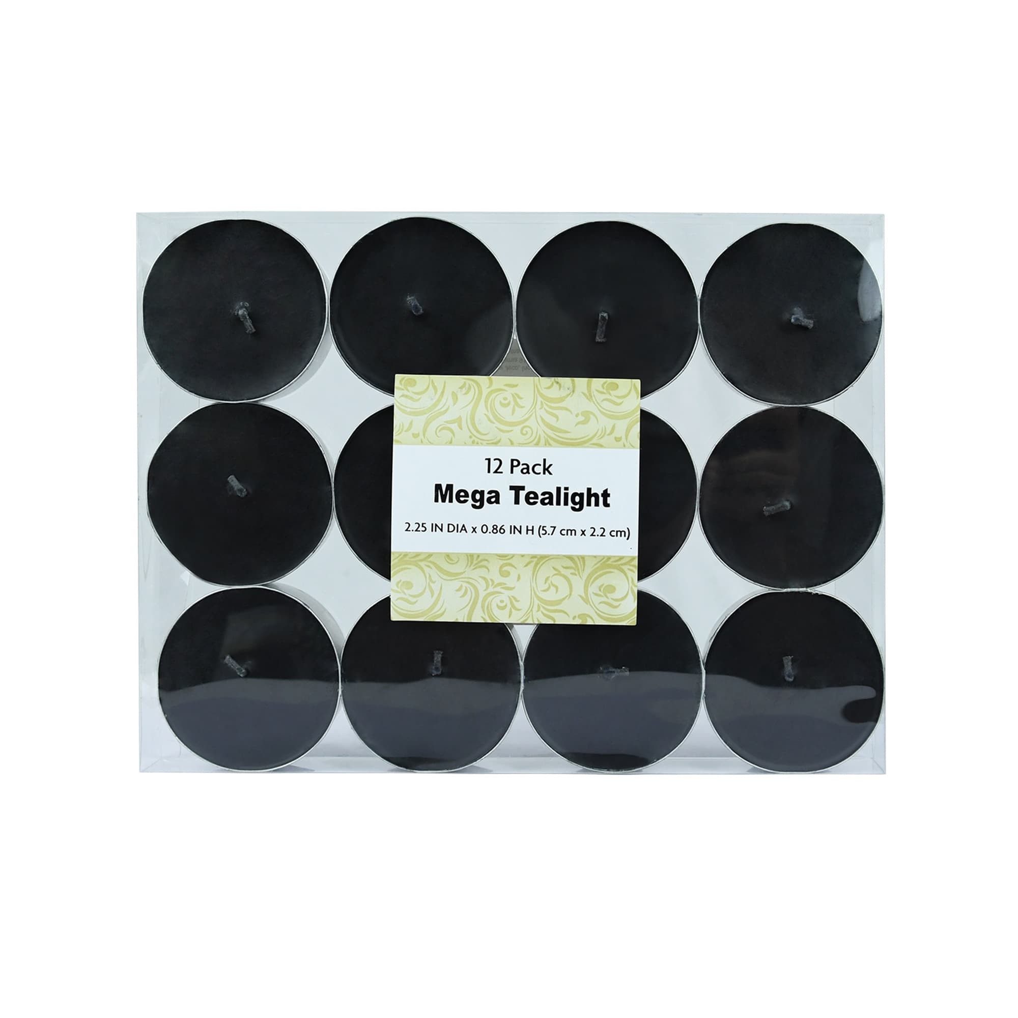 Mega Oversized Black Tealights (12pc/Box)