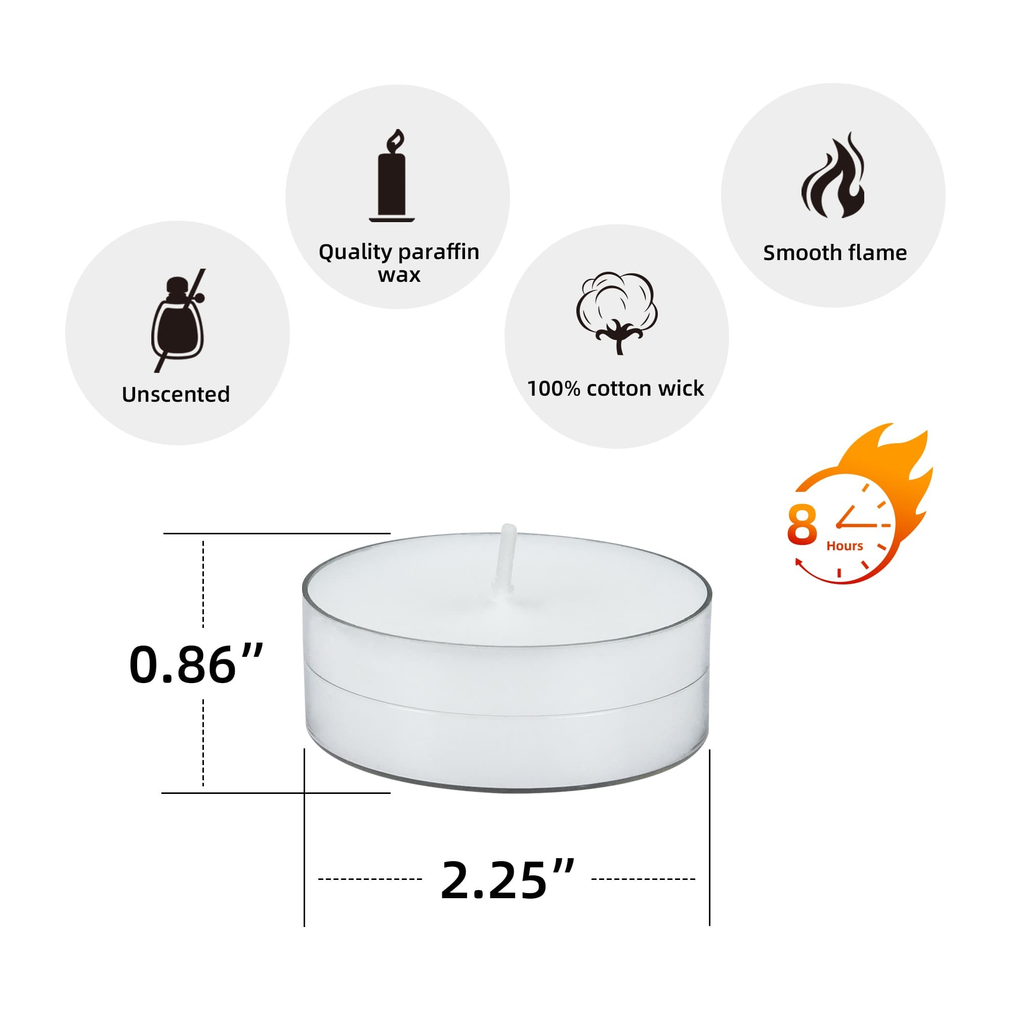 Mega Oversized White Tealights (144pcs/Case) Bulk