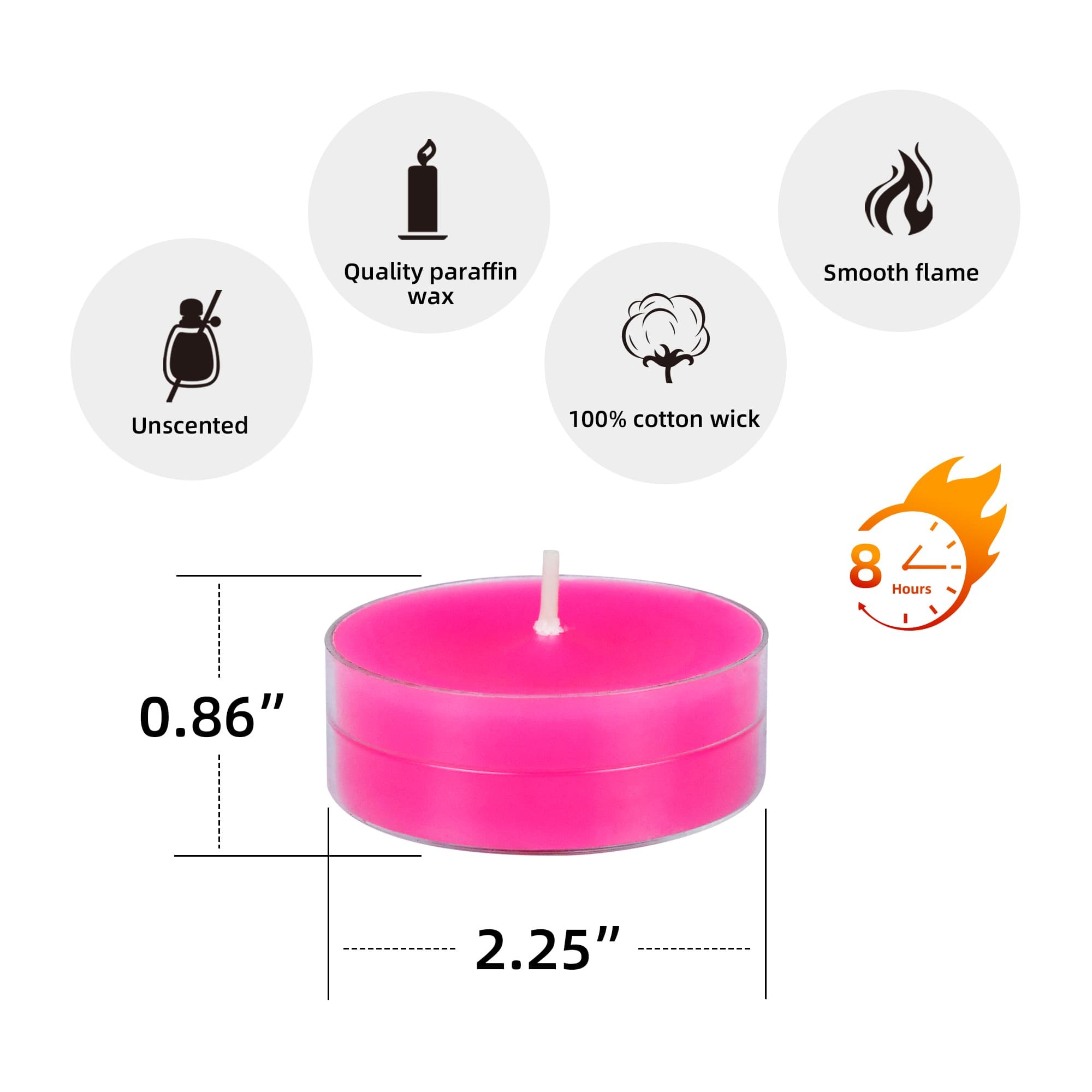 Mega Oversized Hot Pink Tealights (144pcs/Case) Bulk