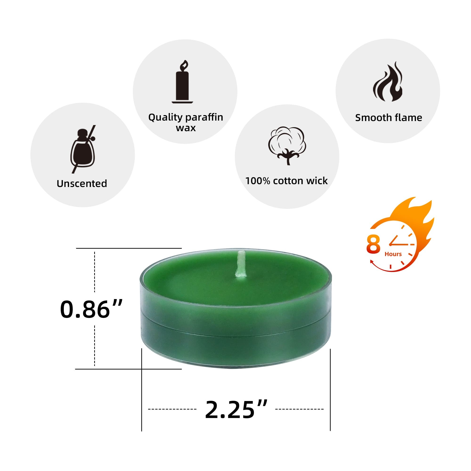 Mega Oversized Hunter Green Tealights (144pcs/Case) Bulk