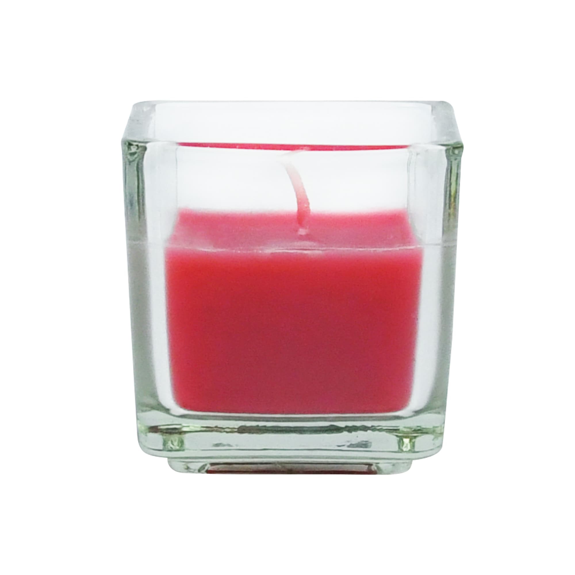 Red Square Glass Votive Candles (12pc/Box)