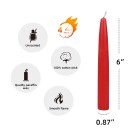 6 Inch Ruby Red Taper Candles (1 Dozen)