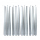 10 Inch Metallic Silver Taper Candles (1 Dozen)