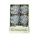 3 Inch Metallic Silver Rose Floating Candles (12pc/Box)