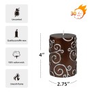 3 x 4 Inch Brown Scroll Pillar Candle