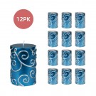 3 x 4 Inch Blue Scroll Pillar Candle (12pcs/Case) Bulk