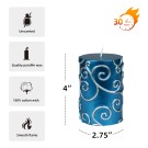 3 x 4 Inch Blue Scroll Pillar Candle