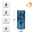 3 x 6 Inch Blue Scroll Pillar Candle