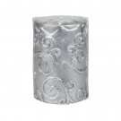 3 x 4 Inch Silver Scroll Pillar Candle