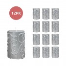 3 x 4 Inch Silver Scroll Pillar Candle (12pcs/Case) Bulk