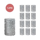 3 x 4 Inch Silver Scroll Pillar Candle (12pcs/Case) Bulk