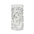 3 x 6 Inch White Scroll Pillar Candle