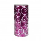 3 x 6 Inch Purple Scroll Pillar Candle