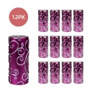 3 x 6 Inch Purple Scroll Pillar Candle (12pcs/Case) Bulk