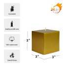 3 x 3 Inch Metallic Bronze Gold Square Pillar Candles