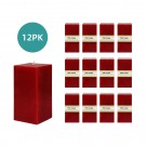 3 x 6 Inch Red Square Pillar Candle  (12pcs/Case) Bulk