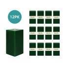 3 x 6 Inch Hunter Green Square Pillar Candle  (12pcs/Case) Bulk