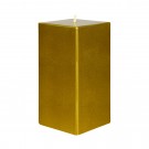 3 x 6 Inch Metallic  Bronze Gold Square Pillar Candle
