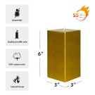 3 x 6 Inch Metallic  Bronze Gold Square Pillar Candle