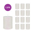 3 x 4 Inch Metallic White Glitter Pillar Candle (12pcs/Case) Bulk