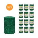 3 Inch x 4 Inch Green Fresh Forest Pine Scented Pillar Candle(12pcs/Case)