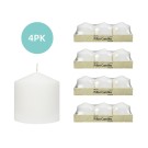 3Pack 3 Inchx 3 Inch White Pressed and Over-Dipped Pillar Candles (12pcs/Case)